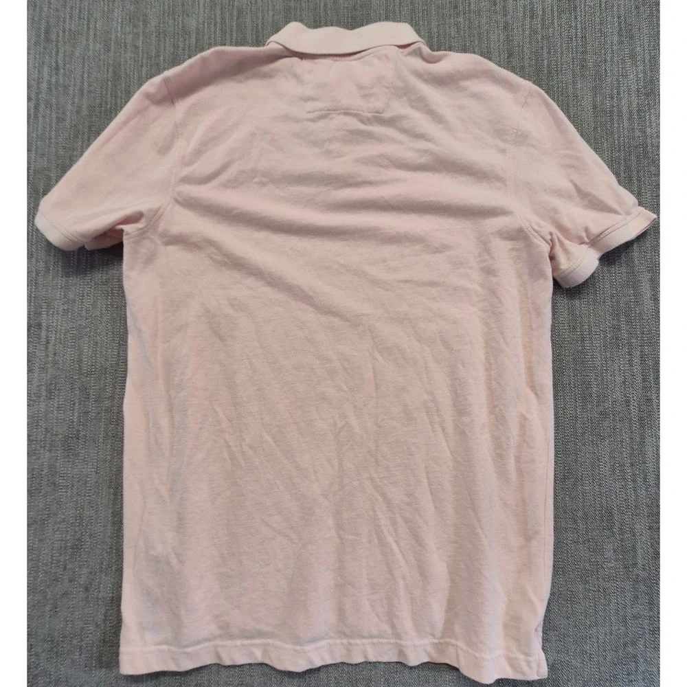 Banana Republic men's Pique light pink polo shirt LG Organic Cotton logo preppy